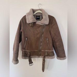 Zara brown sherling coat